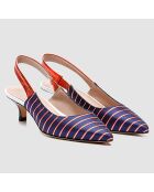 Slingbacks Moba rayé marine/orange - Talon 5 cm