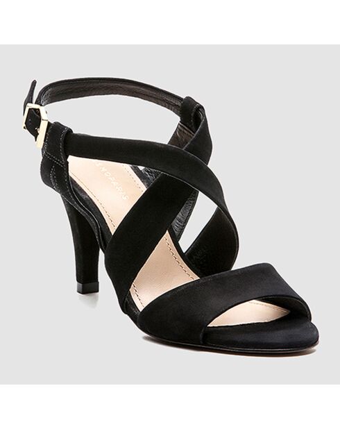 Sandales en Velours de Cuir Jiji noires - Talon 8 cm
