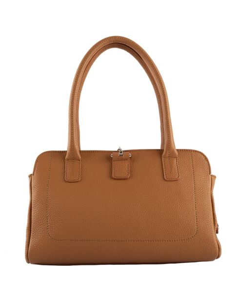 Sac porté épaule en Cuir Paris cognac - 33x20x15 cm