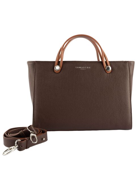 Sac à main Fidele en Cuir marron - 36x25x14 cm