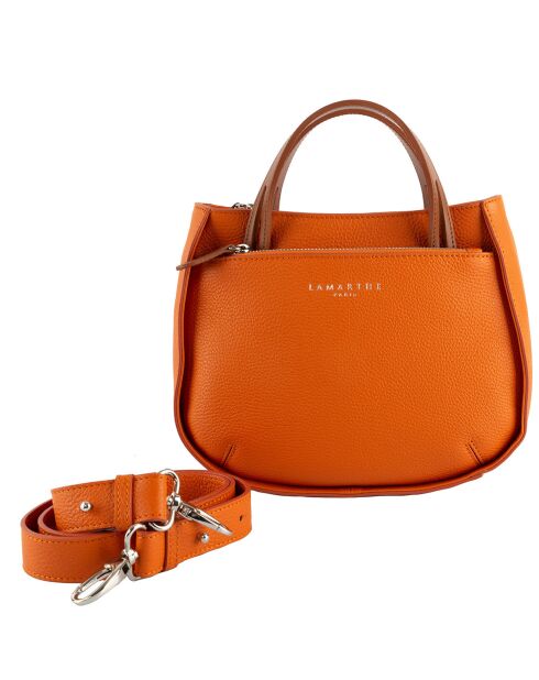 Sac à main Fidèle en Cuir orange - 22x27x9 cm