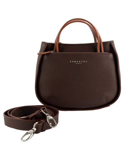 Fidèle bruine leren handtas - 22x27x9 cm