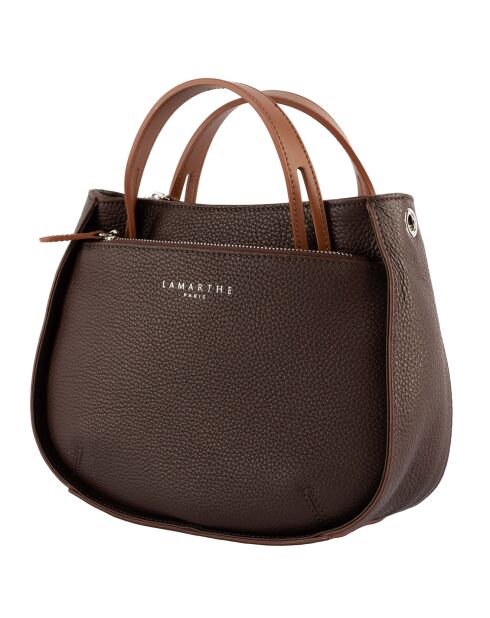 Fidèle bruine leren handtas - 22x27x9 cm