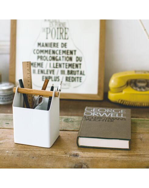Porte-stylos design blanc - 12x8.5x14.5 cm