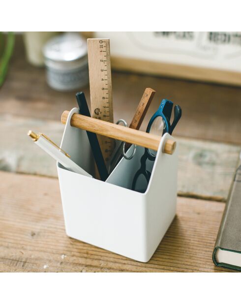 Porte-stylos design blanc - 12x8.5x14.5 cm