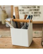 Porte-stylos design blanc - 12x8.5x14.5 cm