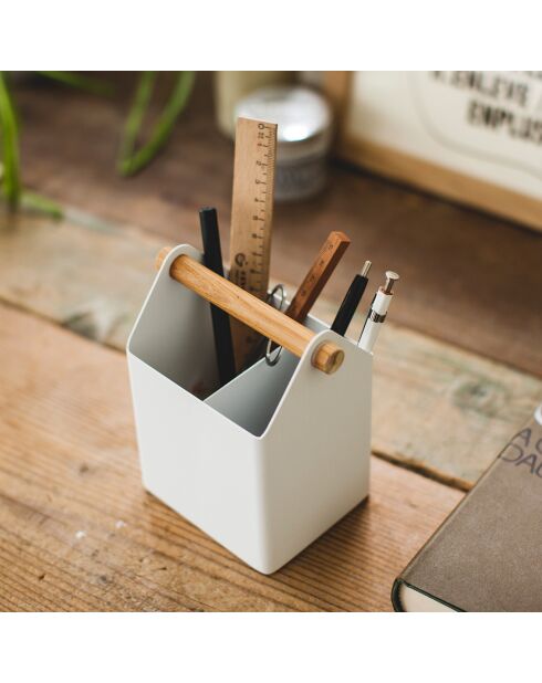 Porte-stylos design blanc - 12x8.5x14.5 cm