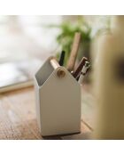 Porte-stylos design blanc - 12x8.5x14.5 cm