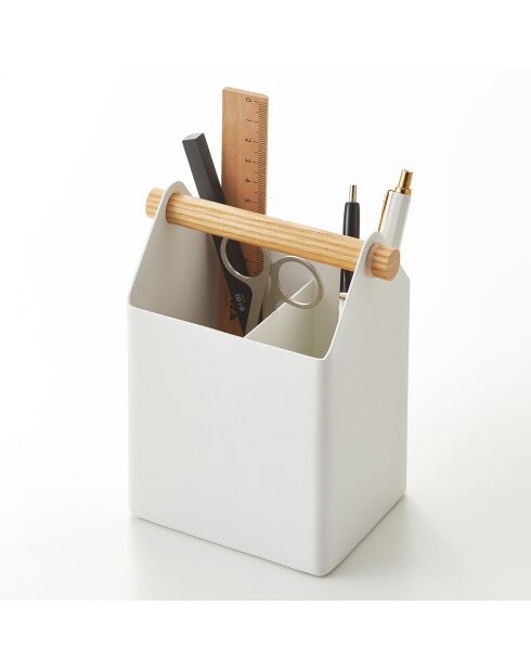 Porte-stylos design blanc - 12x8.5x14.5 cm