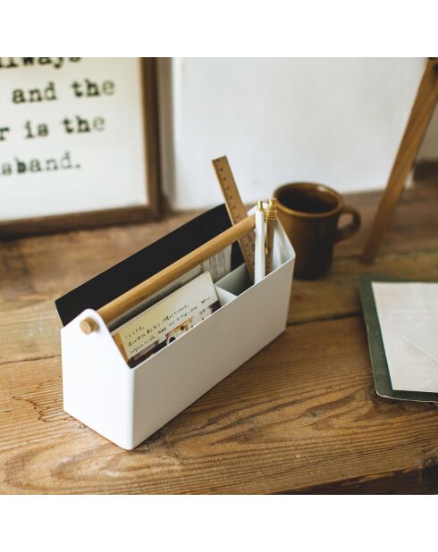 Organiseur de bureau blanc - 27x8.5x13.5 cm
