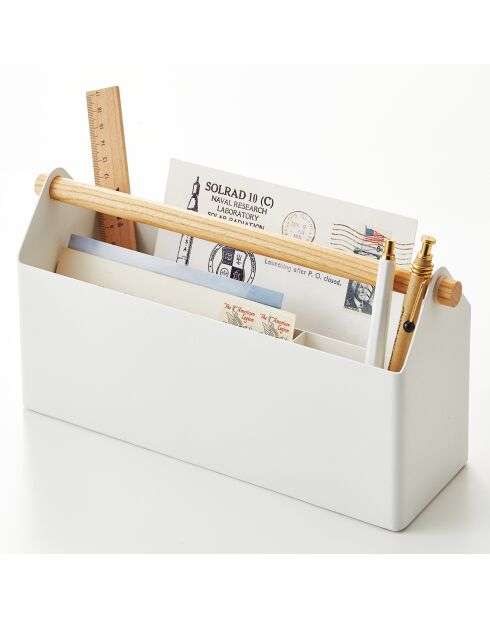 Weißer Schreibtisch-Organizer - 27x8,5x13,5 cm