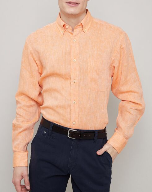 Chemise 100% Lin Confort Fit orange