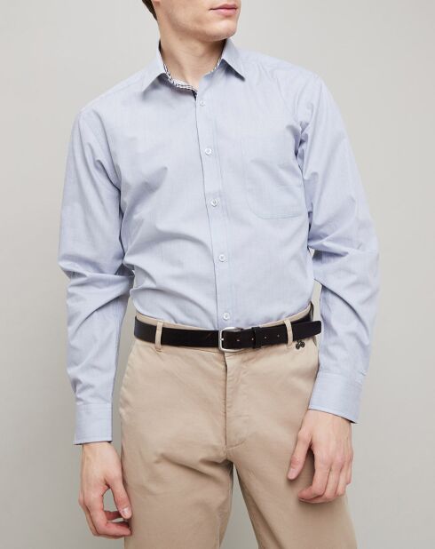 Chemise Confort Fit revers carreaux gris clair