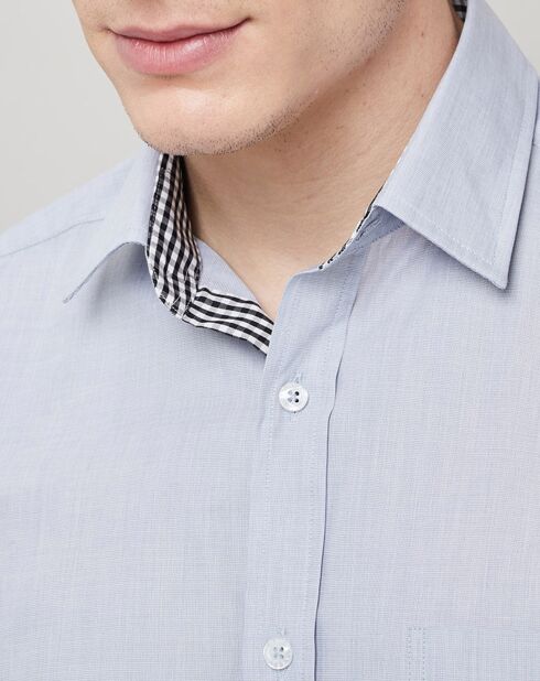 Chemise Confort Fit revers carreaux gris clair