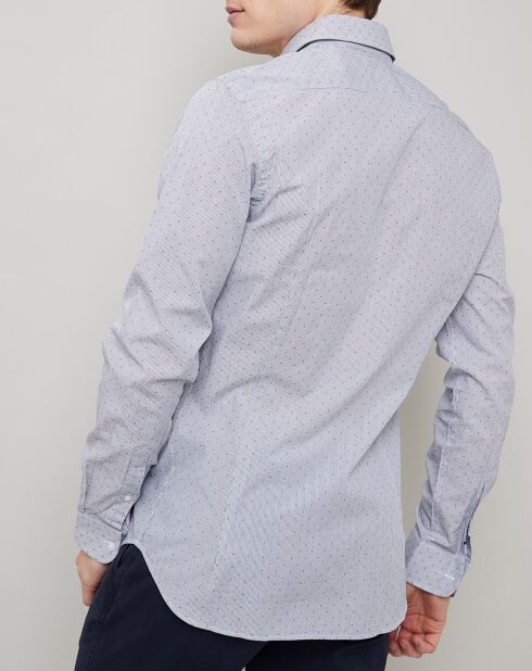 Chemise Slim Fit à rayures & points gris/rouge