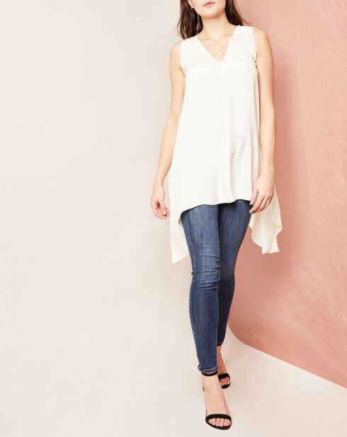 Tunique/Robe sans manches 100% Soie crème