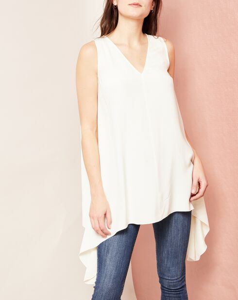 Tunique/Robe sans manches 100% Soie crème