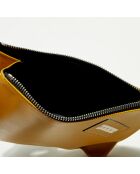 Pochette en Cuir à main mousqueton moutarde - 18x19 cm