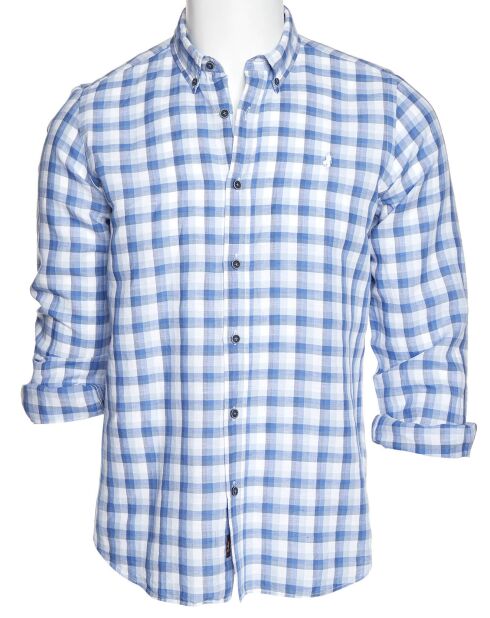 Chemise 100% Lin carreaux bleu/blanc