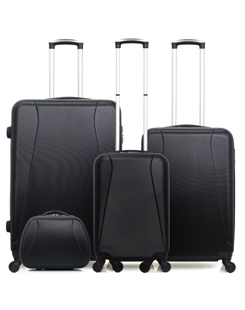 3 Valises 4 roues Lanzarote & Vanity 32/55/65/75 cm noires