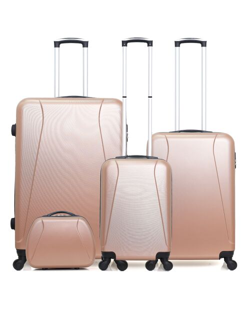 3 Valises 4 roues Lanzarote 32/55/65/75 cm & Vanity rose doré