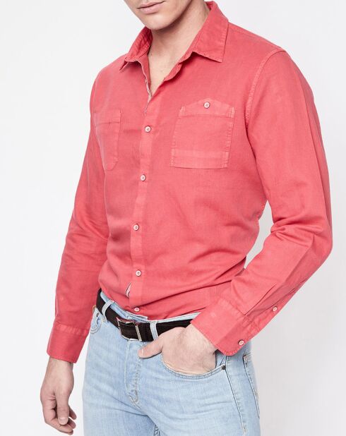 Chemise en Lin mélangé Careggi rouge
