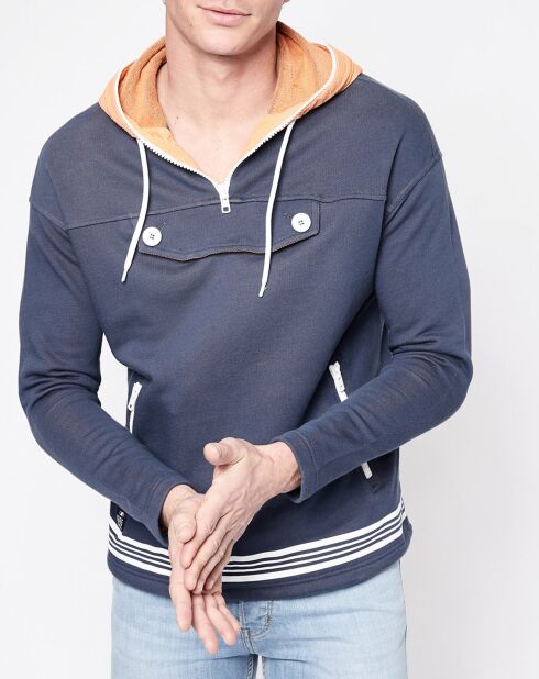 Sweat à capuche Poseidon bleu marine/orange