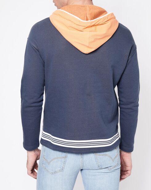 Sweat à capuche Poseidon bleu marine/orange