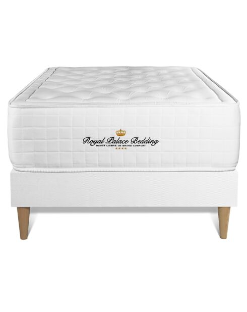 Ensemble matelas à mémoire de forme & sommier Buckingham blanc - 90x190 cm