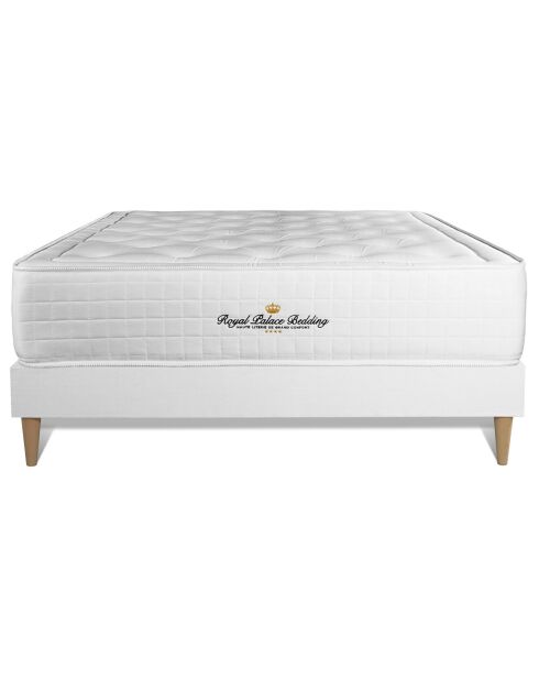 Ensemble matelas à mémoire de forme & sommier Buckingham blanc - 140x200 cm