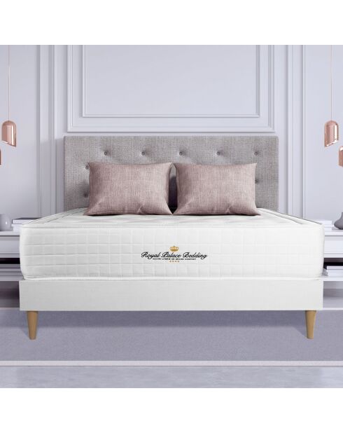 Ensemble matelas à mémoire de forme & sommier Buckingham blanc - 160x200 cm