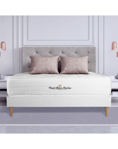 Ensemble matelas à mémoire de forme & sommier Buckingham blanc - 200x200 cm