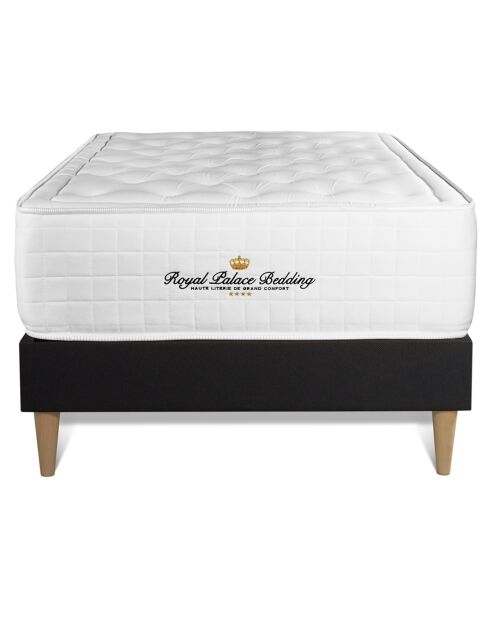 Ensemble matelas à mémoire de forme & sommier Buckingham noir - 90x190 cm