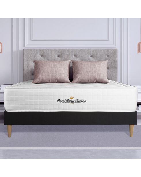Ensemble matelas à mémoire de forme & sommier Buckingham noir - 90x200 cm