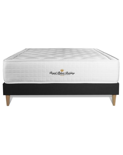 Ensemble matelas à mémoire de forme & sommier Buckingham noir - 140x200 cm
