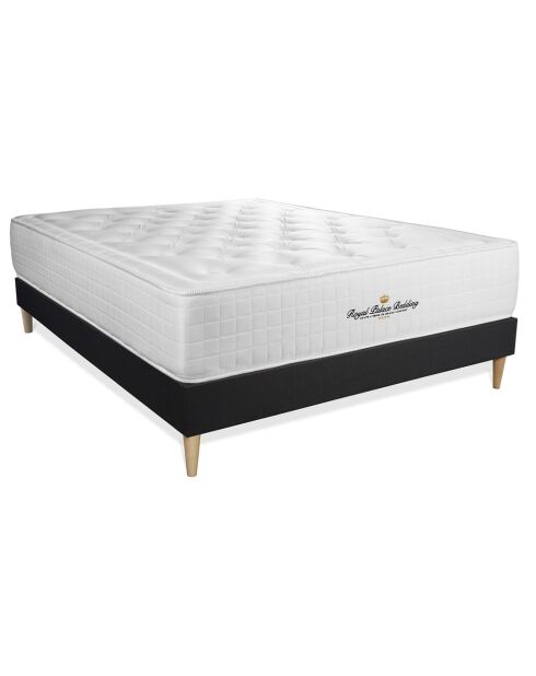 Ensemble matelas à mémoire de forme & sommier Buckingham noir - 140x200 cm