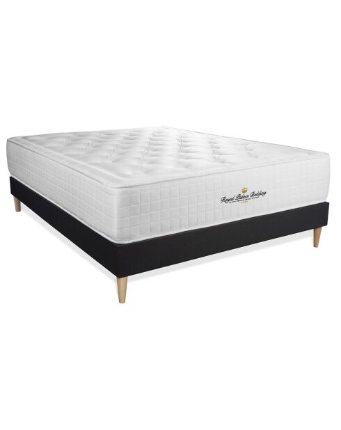 Ensemble matelas à mémoire de forme & sommier Buckingham noir - 160x200 cm