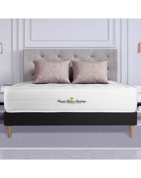 Ensemble matelas à mémoire de forme & sommier Buckingham noir - 180x200 cm