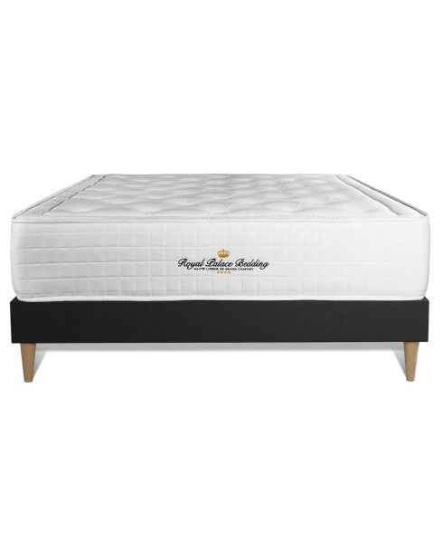 Ensemble matelas à mémoire de forme & sommier Buckingham noir - 200x200 cm