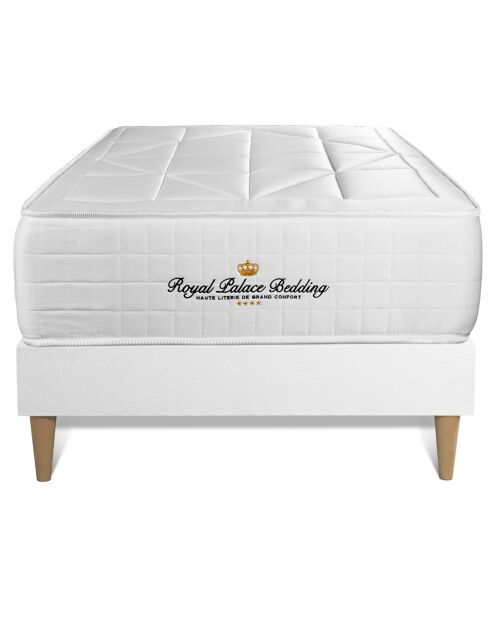 Ensemble matelas ressorts ensachés & mémoire de forme + sommier Windsor blanc - 90x190 cm