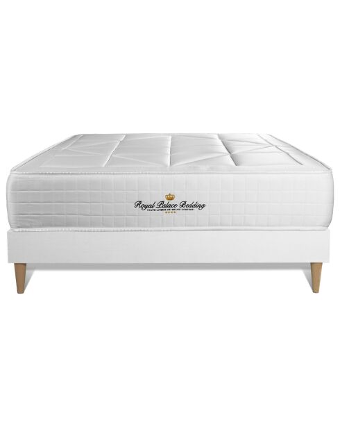 Ensemble matelas ressorts ensachés & mémoire de forme + sommier Windsor blanc - 140x190 cm