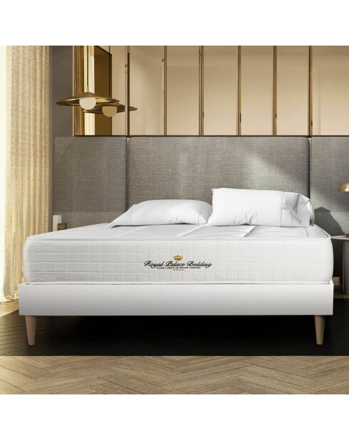 Ensemble matelas ressorts ensachés & mémoire de forme + sommier Windsor blanc - 160x200 cm