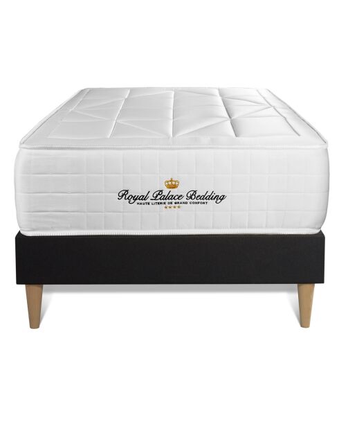 Ensemble matelas ressorts ensachés & mémoire de forme + sommier Windsor noir - 90x190 cm