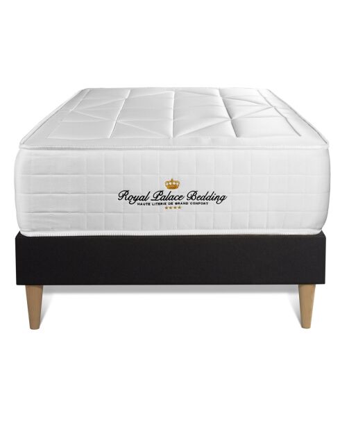 Ensemble matelas ressorts ensachés & mémoire de forme + sommier Windsor noir - 90x200 cm