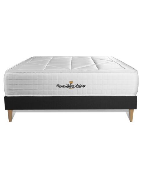 Ensemble matelas ressorts ensachés & mémoire de forme + sommier Windsor noir - 140x190 cm