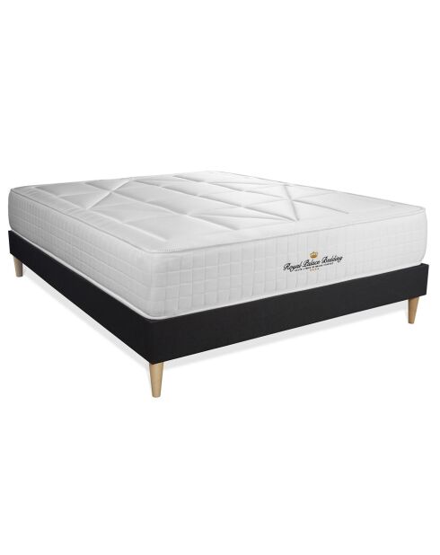 Ensemble matelas ressorts ensachés & mémoire de forme + sommier Windsor noir - 160x200 cm