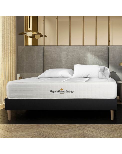 Ensemble matelas ressorts ensachés & mémoire de forme + sommier Windsor noir - 180x200 cm
