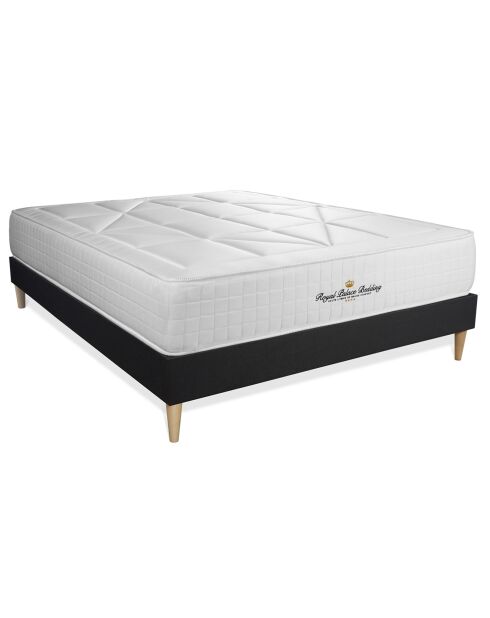 Ensemble matelas ressorts ensachés & mémoire de forme + sommier Windsor noir - 200x200 cm