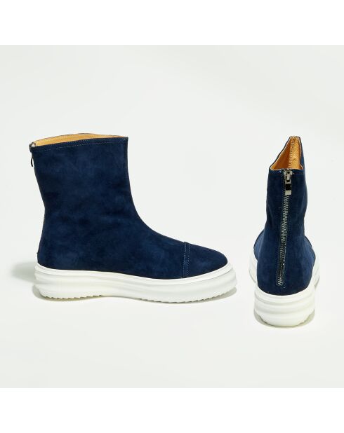 Bottes en Velours de Cuir de chèvre bleues