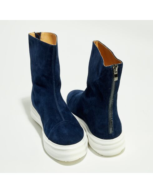 Bottes en Velours de Cuir de chèvre bleues